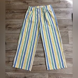Bobo Choses Striped Cotton Trousers in Blue, Yellow & Green